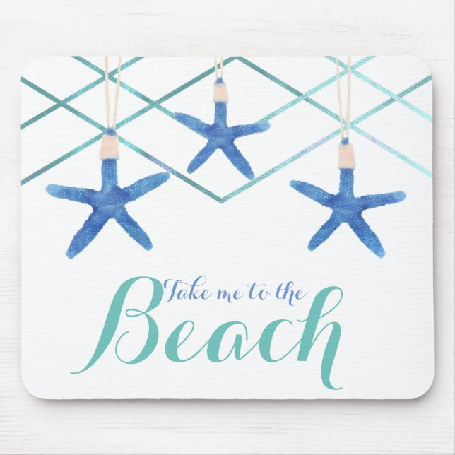 Mousepad Starfish & Modern Lines Elegante Beach Personaliza (Frente)