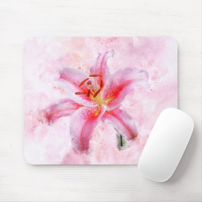 Mousepad Stargazer Lily Flor Watercolor - wb 01 (Com mouse)