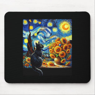 Mousepad Starnight Vincent Van Gogh Sunflower Cat Lover