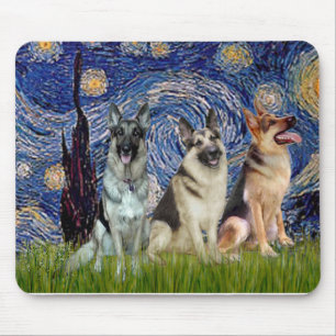 Mousepad Starry Night - 3 German shepherd