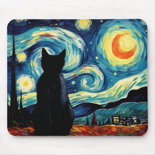 Mousepad Starry Night Cat (Frente)