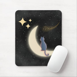Mousepad Starry Night Cat e Crescent Moon
