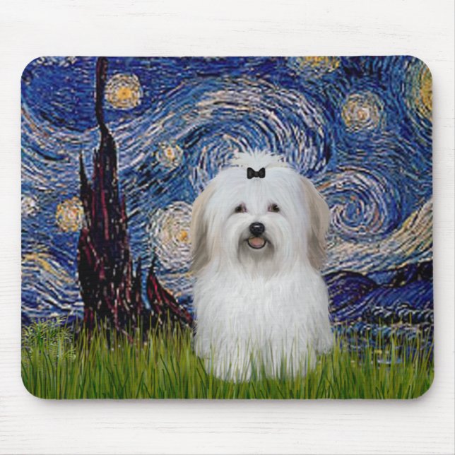Mousepad Starry Night - Coton de Tulear 2 (Frente)