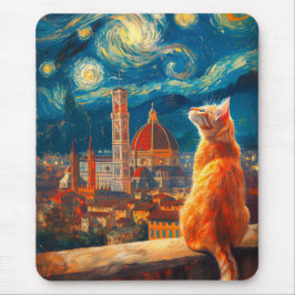 Mousepad Starry Night Over Florence | Ginger Cat Art