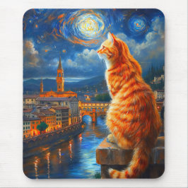 Mousepad Starry Night Over Florence | Ginger Cat Art