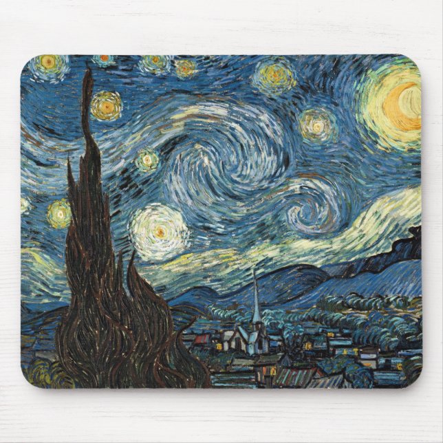 Mousepad Starry Night por Vincent van Gogh (Frente)