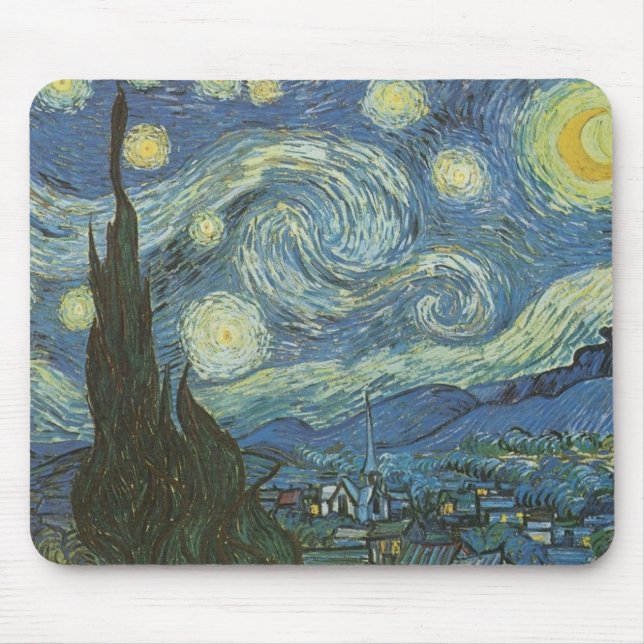 Mousepad Starry Night por Vincent Van Gogh (Frente)