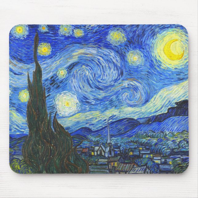 Mousepad Starry Night por Vincent van Gogh (Frente)