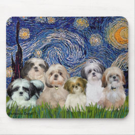 Mousepad Starry Night - Six Shih Tzus