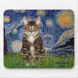 Mousepad Starry Night - Tabby Tiger cat 30