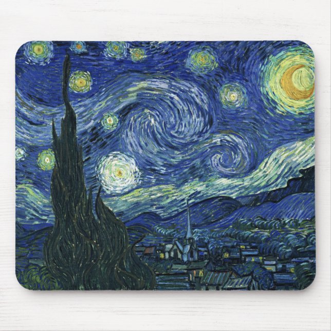Mousepad Starry Night Vincent van Gogh Fine Art Painting (Frente)