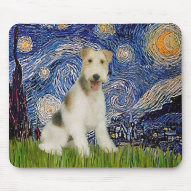 Mousepad Starry Night - Wire Fox Terrier (M) (Frente)