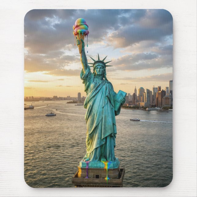 Mousepad Statue of Liberty With Rainbow Ice Cream Cone (Frente)
