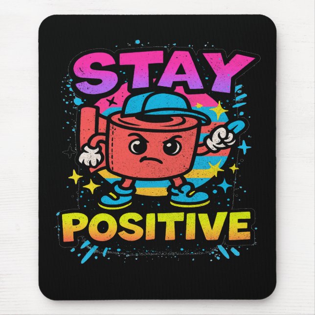 Mousepad Stay Positive – Funny Cartoon Toilet Paper Retro (Frente)