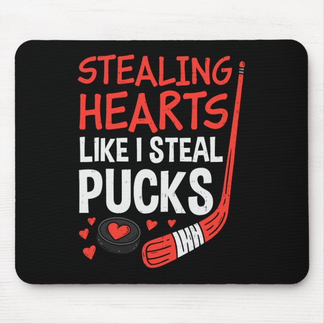 Mousepad Stealing Hearts Stealing Pucks Hockey Valentines D (Frente)