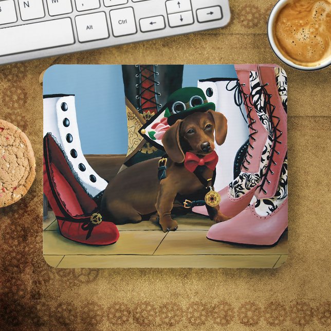 Mousepad Steampunk Dachshund Calçados Boot Vitoriano (Criador carregado)