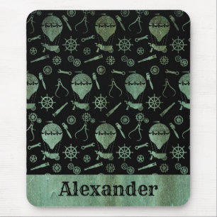 Mousepad Steampunk Verdigris Bronze Balões de Bronze Nome