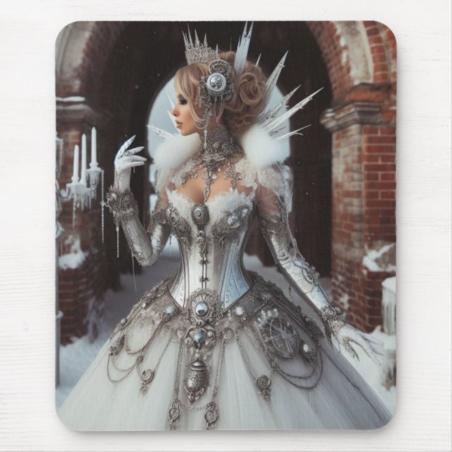 Mousepad Steampunk Victorian Industrial Winter Ice Queen (Frente)