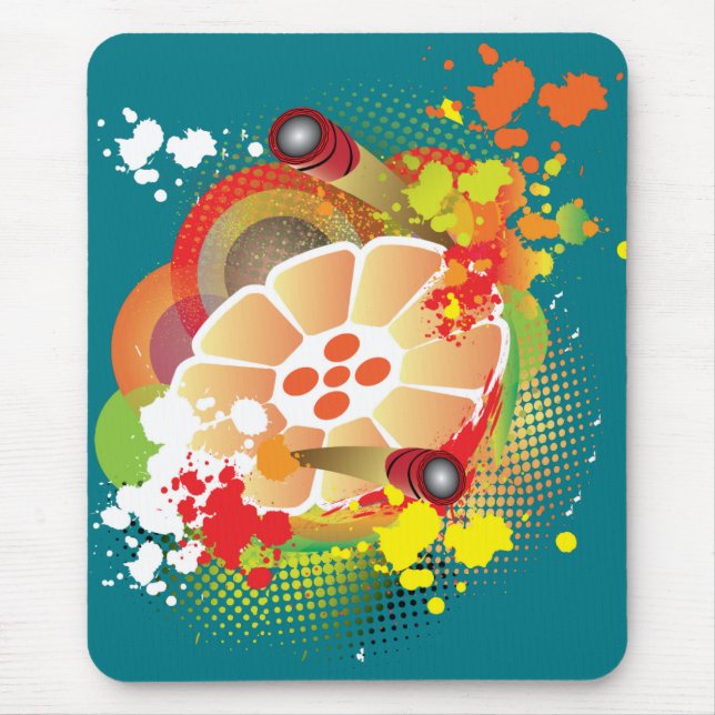 Mousepad Steelpan Abstrato com Pansticks e Salpicos de Tint (Frente)