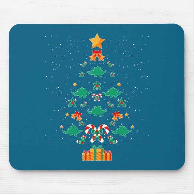 Mousepad Stegosaurus Dinosaur Christmas Tree Xmas Long Slee (Frente)