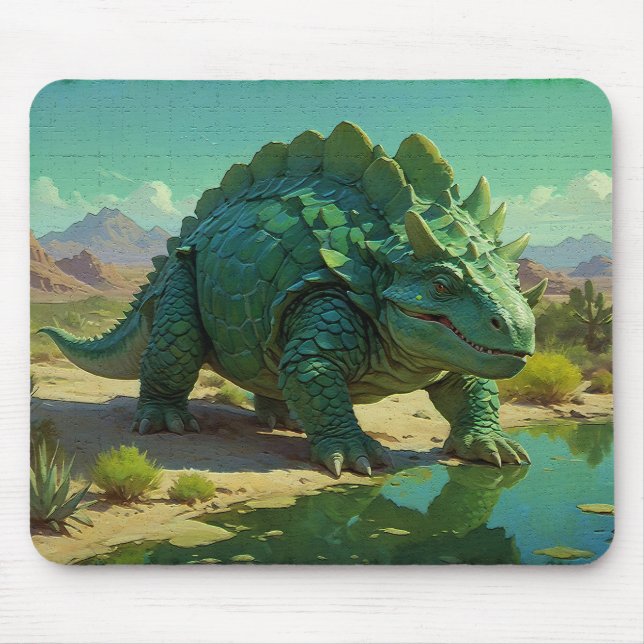 Mousepad Stegossauro Verde e Piscina do Deserto (Frente)