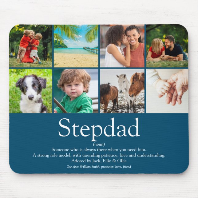 Mousepad Stepdad Stepdad Definição 8 Foto Diversão Azul (Frente)