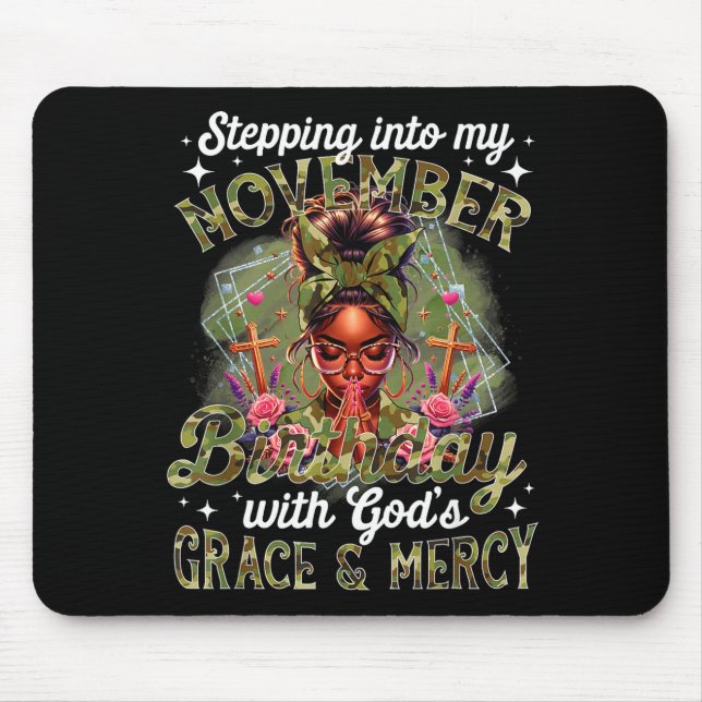 Mousepad Stepng Into My November Birthday Black Women Chris (Frente)