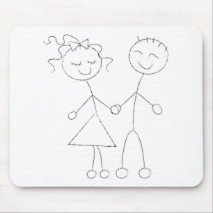 Mousepad Stick Figure Boy and Girl