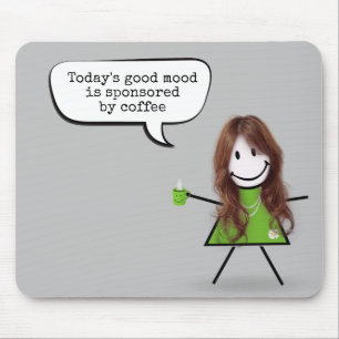 Mousepad Stick Girl with Coffee and Cote