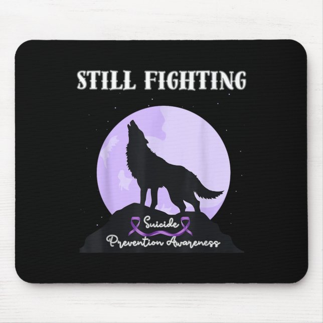 Mousepad Still Fighting Suicide Prevention Awareness Wolf  (Frente)