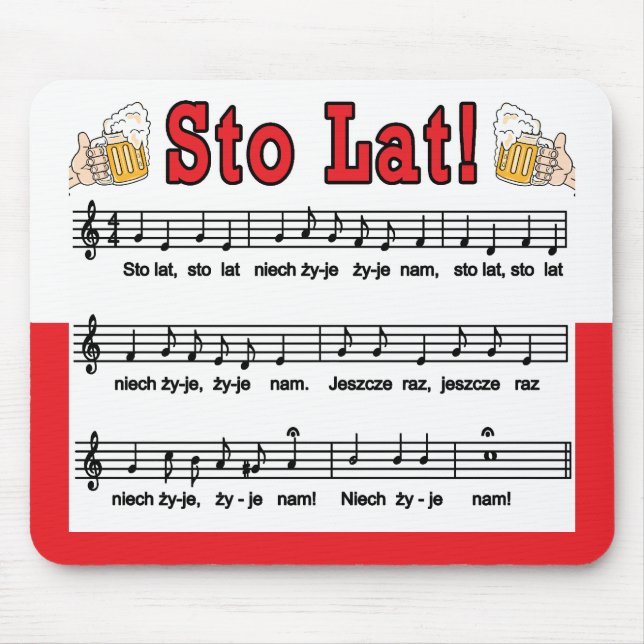 Mousepad Sto Lat! Música Com Cerveja Mugs (Frente)