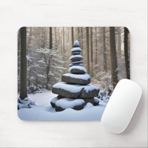 Mousepad Stone Cairn Em Florestas De Inverno