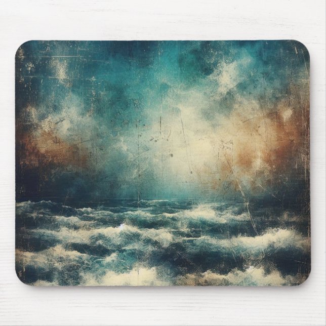 Mousepad Stormy Blue Ocean Old Photograph (Frente)