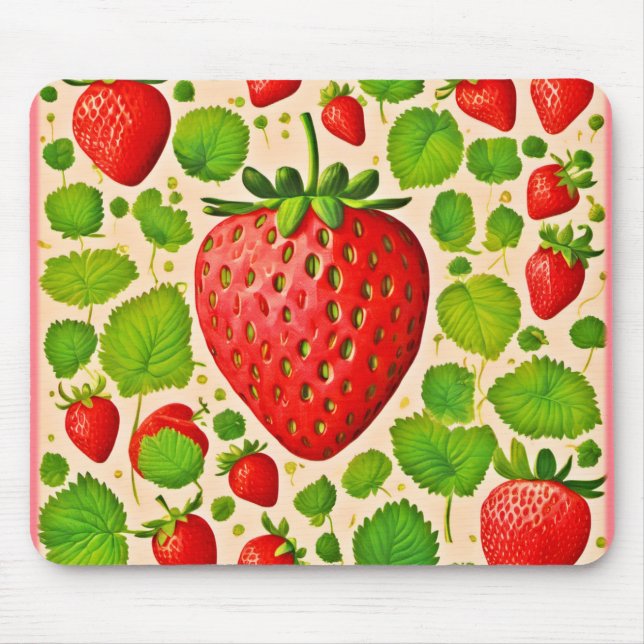 Mousepad Strawberry Dadaist Trabalho de arte (Frente)