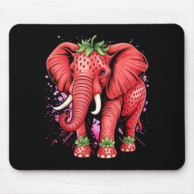 Mousepad Strawberry Elephant Italian Brain Rot Meme Birthda (Frente)