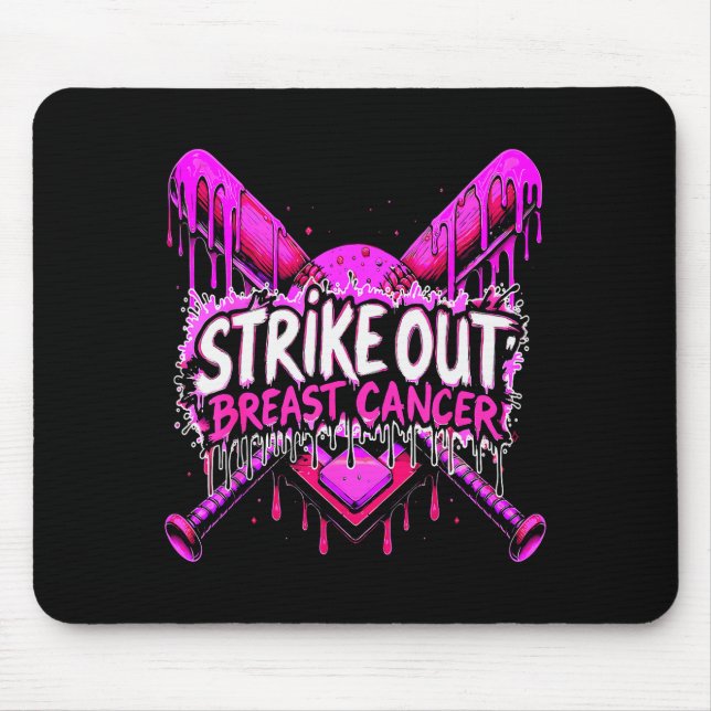 Mousepad Strike Out Breast Cancer Baseball Softball Drip Ho (Frente)