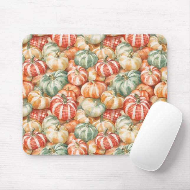 Mousepad Striped Red White Green Pumpkins (Com mouse)