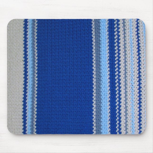 Mousepad - Stripes Azuis em Crochet (Frente)