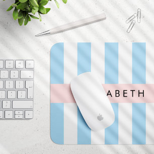 Mousepad Stripes Azuis, Padrão Striped, Linhas, Seu Nome