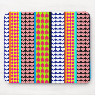 Mousepad Stripes Corações Ouros Boho Mistura Design