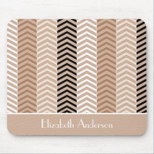 Mousepad Stripes De Chevron Castanho Sofisticadas Com Nome