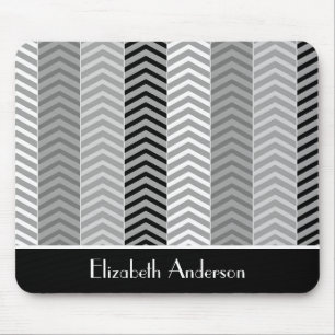 Mousepad Stripes e Nome do Cevão Branco Preto Contemporâneo