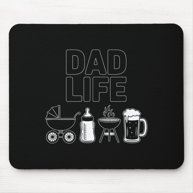 Mousepad Stroller Bottle Grill Beer Adorable Father Dad Lif (Frente)
