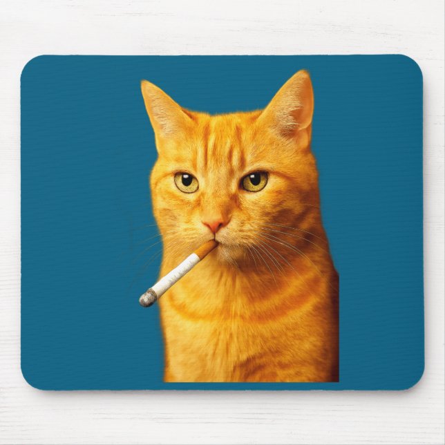Mousepad Stud Cool Funny Cat Meme Smoking Cat Cigarette  (Frente)