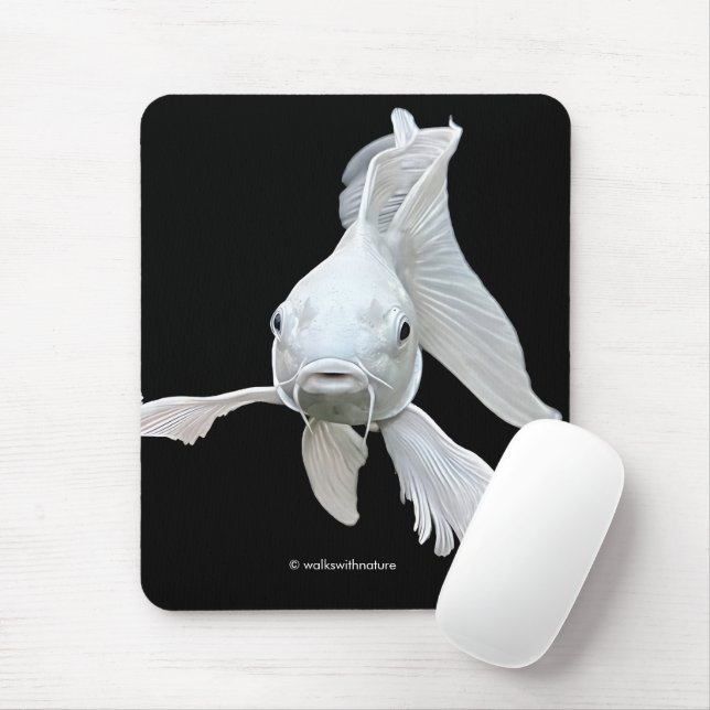Mousepad Stunning Platinum Butterfly Koi Carp Fish (Com mouse)