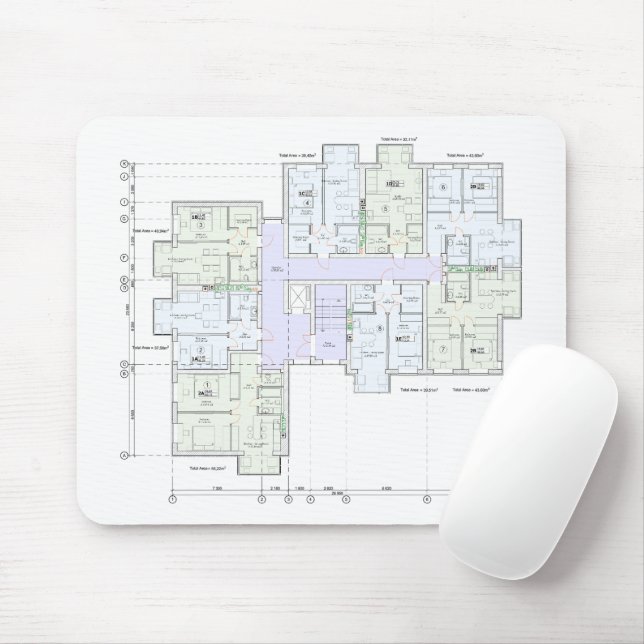 Mousepad Stylish & Functional Blueprint (Com mouse)