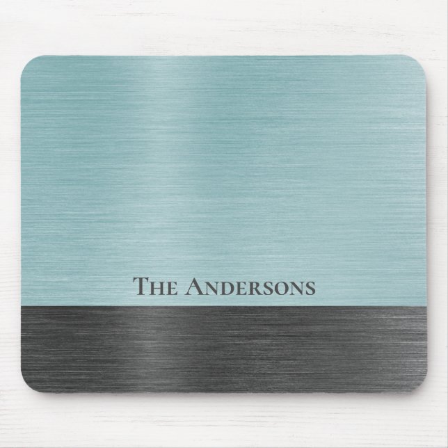 Mousepad Stylish Monogram Teal Grey Metallic (Frente)