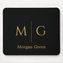 Mousepad Stylish Monogram with Name Design Black