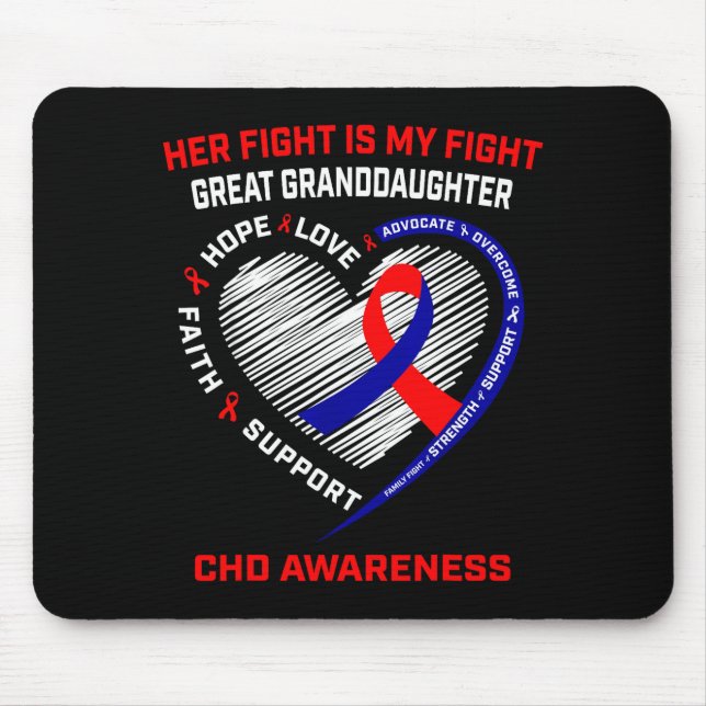 Mousepad Sua Luta Bisneta Chd Coração Conscientização  (Frente)