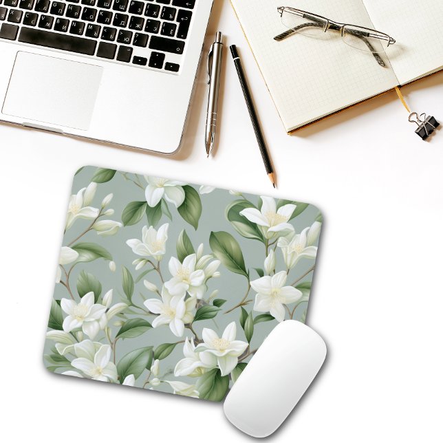 Mousepad Suave Elegância Floral de Jasmim (Criador carregado)